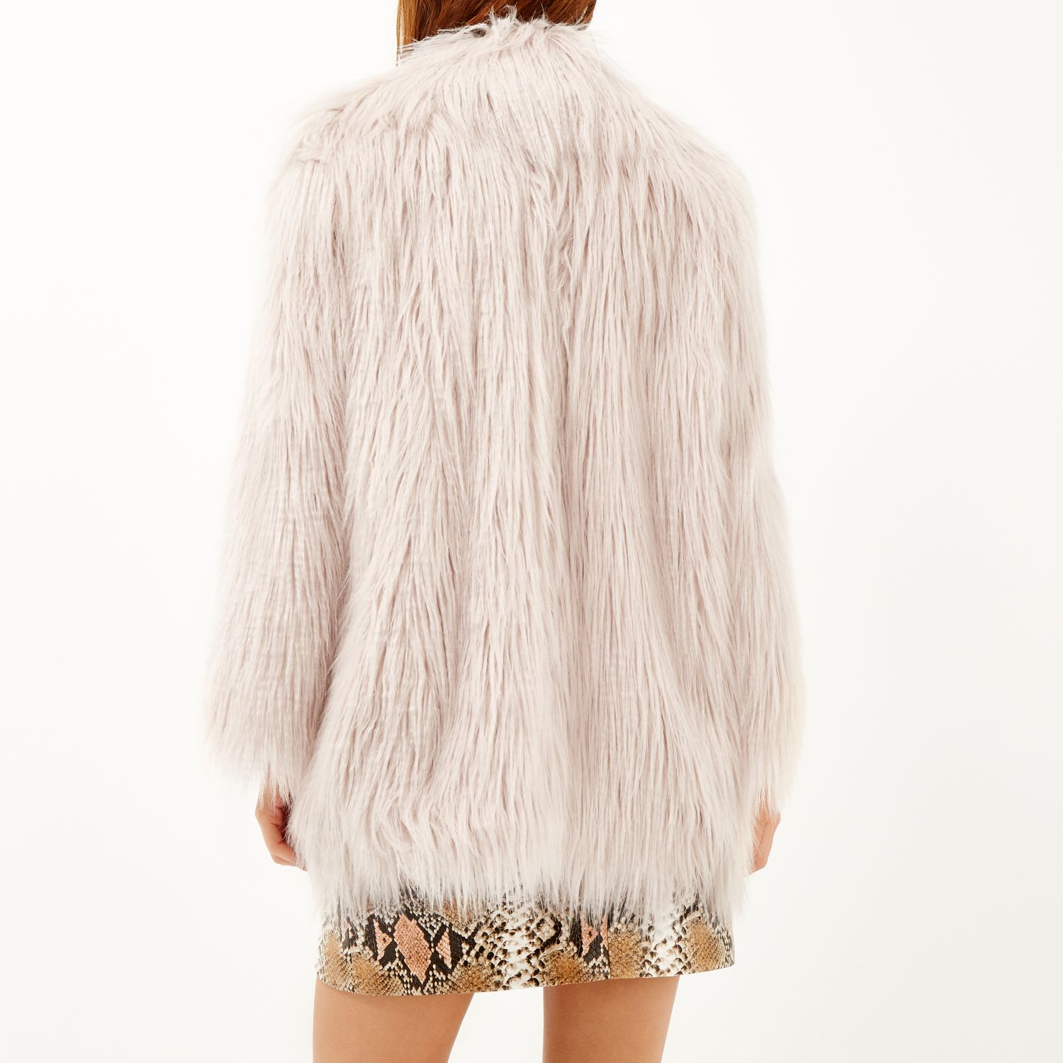 River Island Pink Faux Fur Swing Coat Tradingbasis