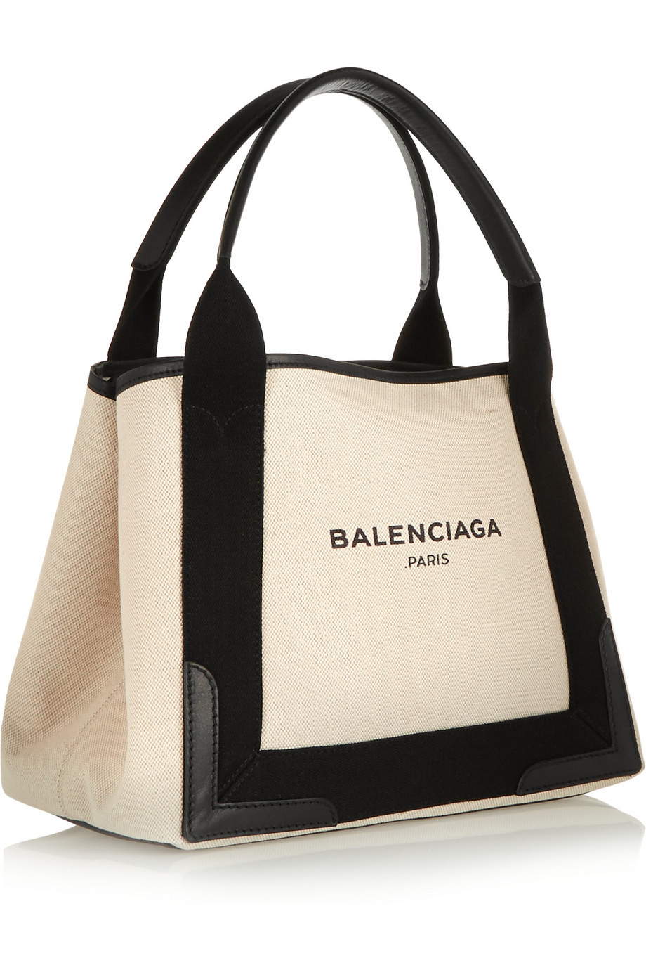 Balenciaga Cabas S Leather-Trimmed Cotton-Canvas Tote in White | Lyst