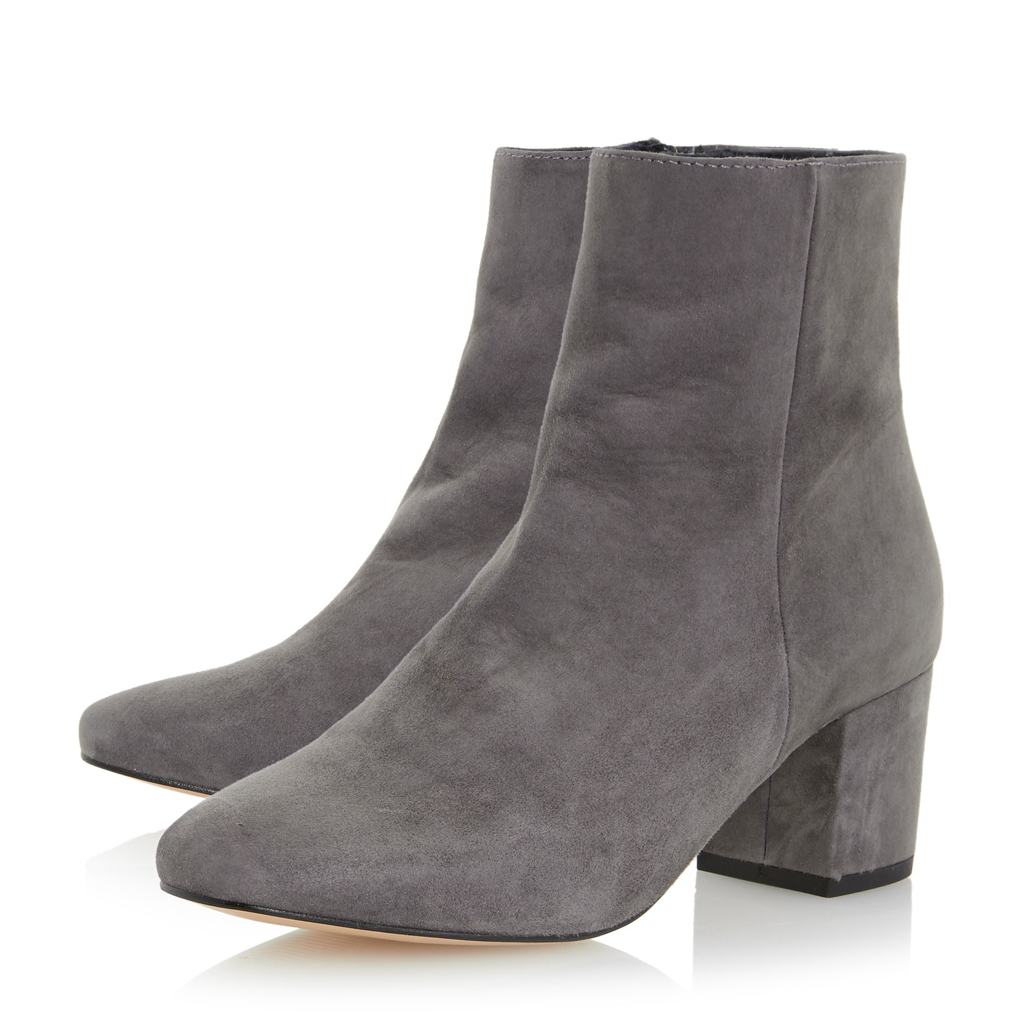grey block heel ankle boots