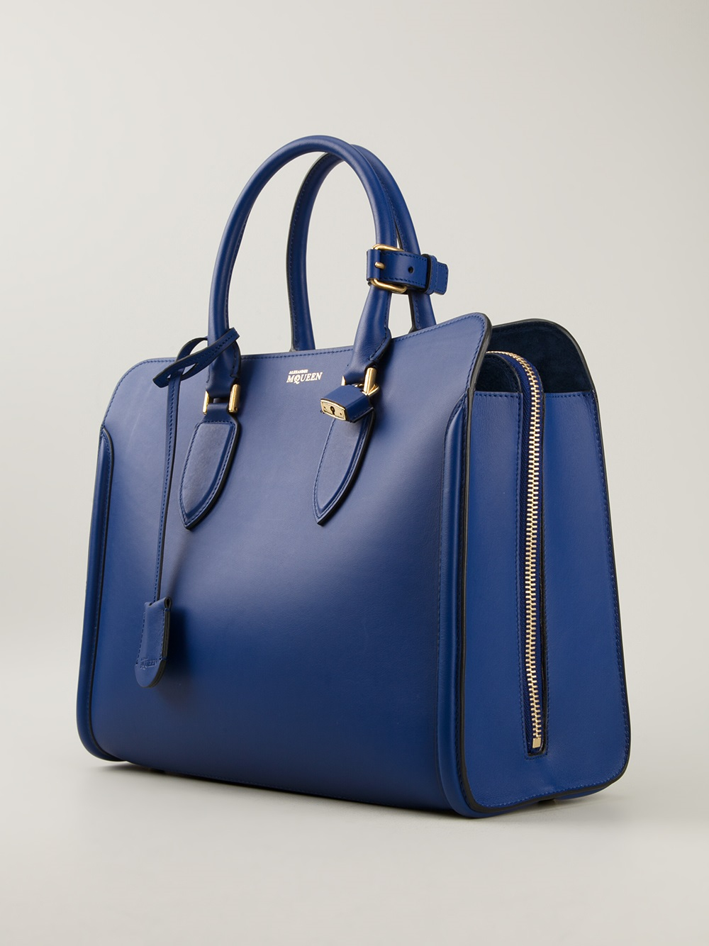 Alexander McQueen Padlock Tote Bag in Blue - Lyst