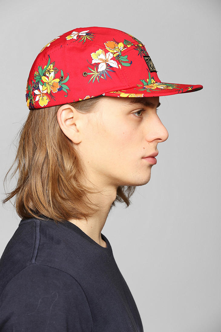 Obey Sativa Floral 5-Panel Hat in Red for Men | Lyst