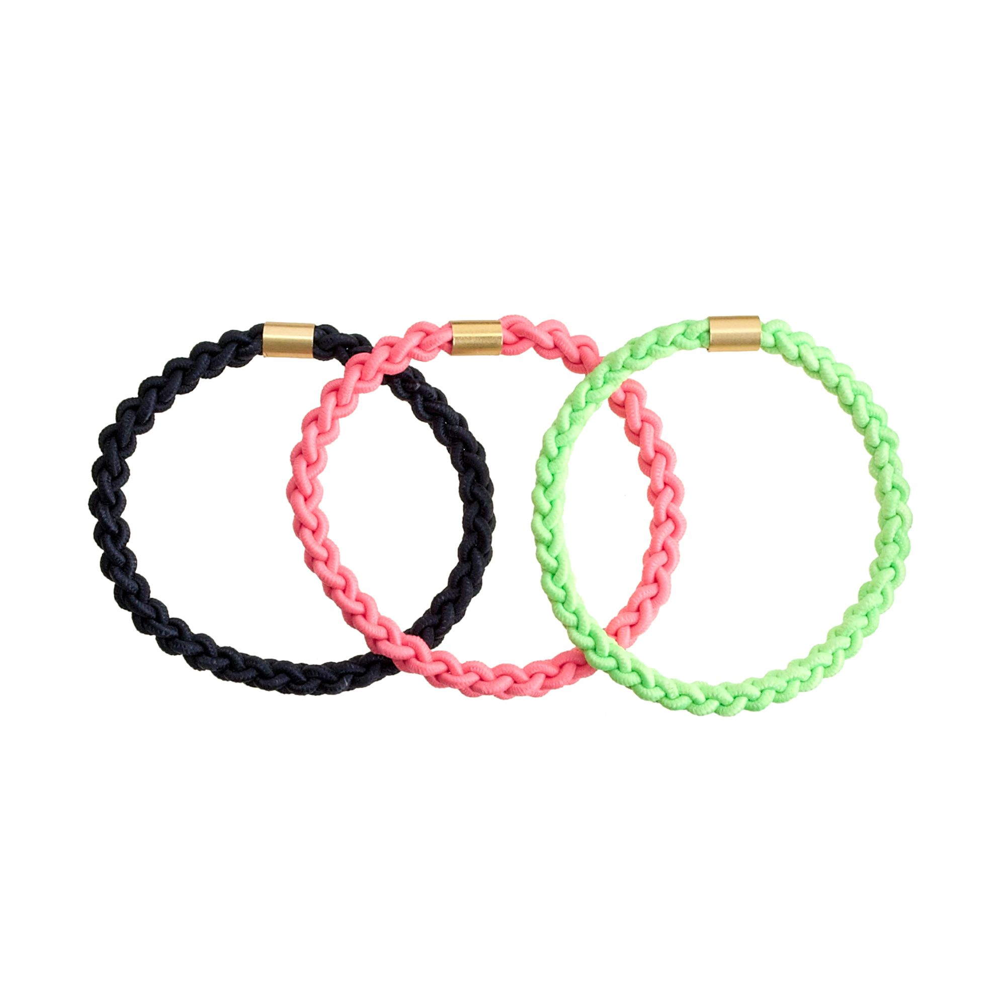 J Crew Braided Hair Tie Threepack In Green Lyst