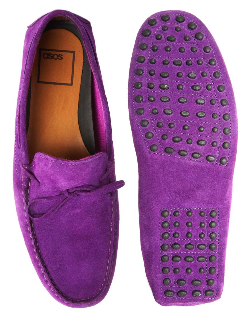 purple driving shoes