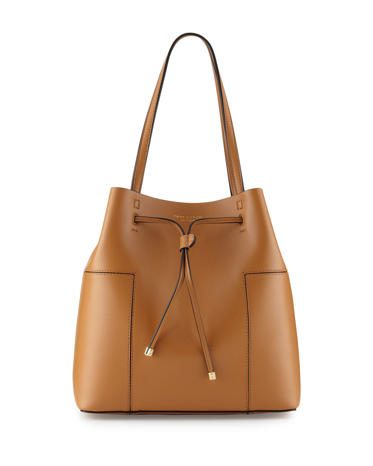 Tory Burch Block-t Leather Bucket Tote Bag in Brown - Lyst