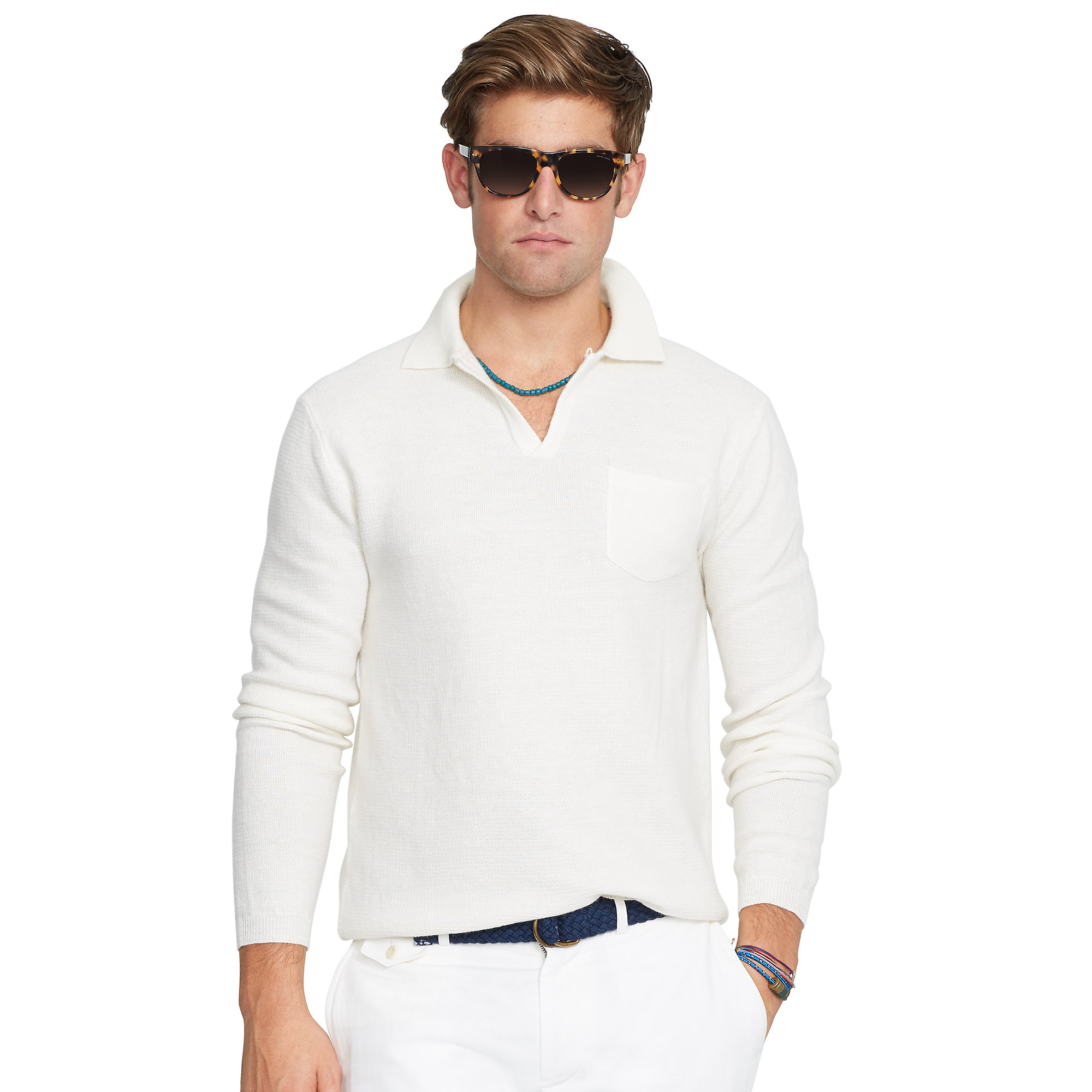 mens white cashmere sweater