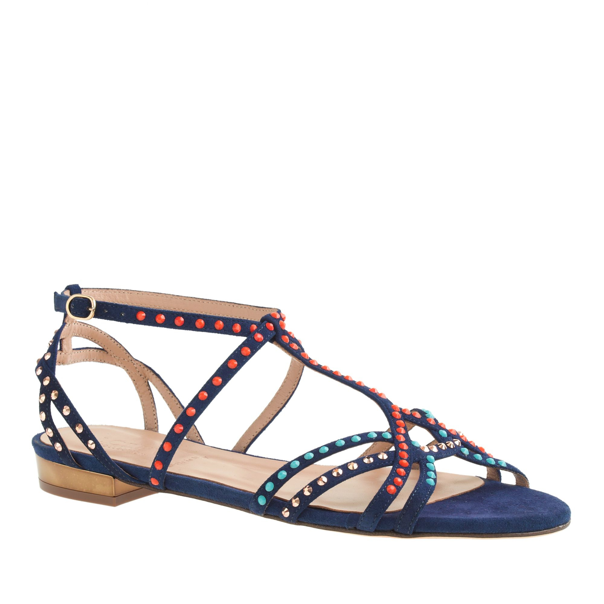 J.crew Collection Millie Crystal Sandals in Blue | Lyst