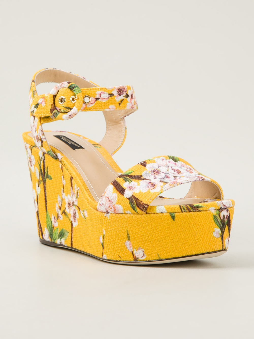 yellow floral wedges