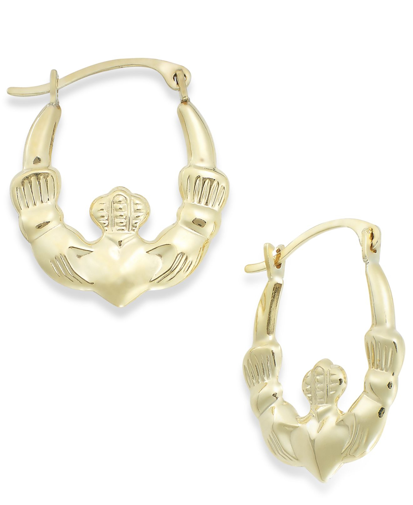 Macy&#39;s Claddagh Hoop Earrings In 10k Gold, 16mm in Metallic | Lyst