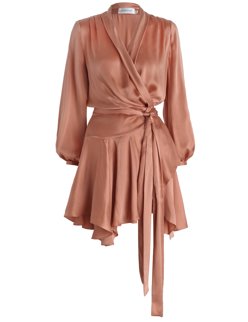 Zimmermann Silk Empire Sueded Robe Dress in Orange Lyst