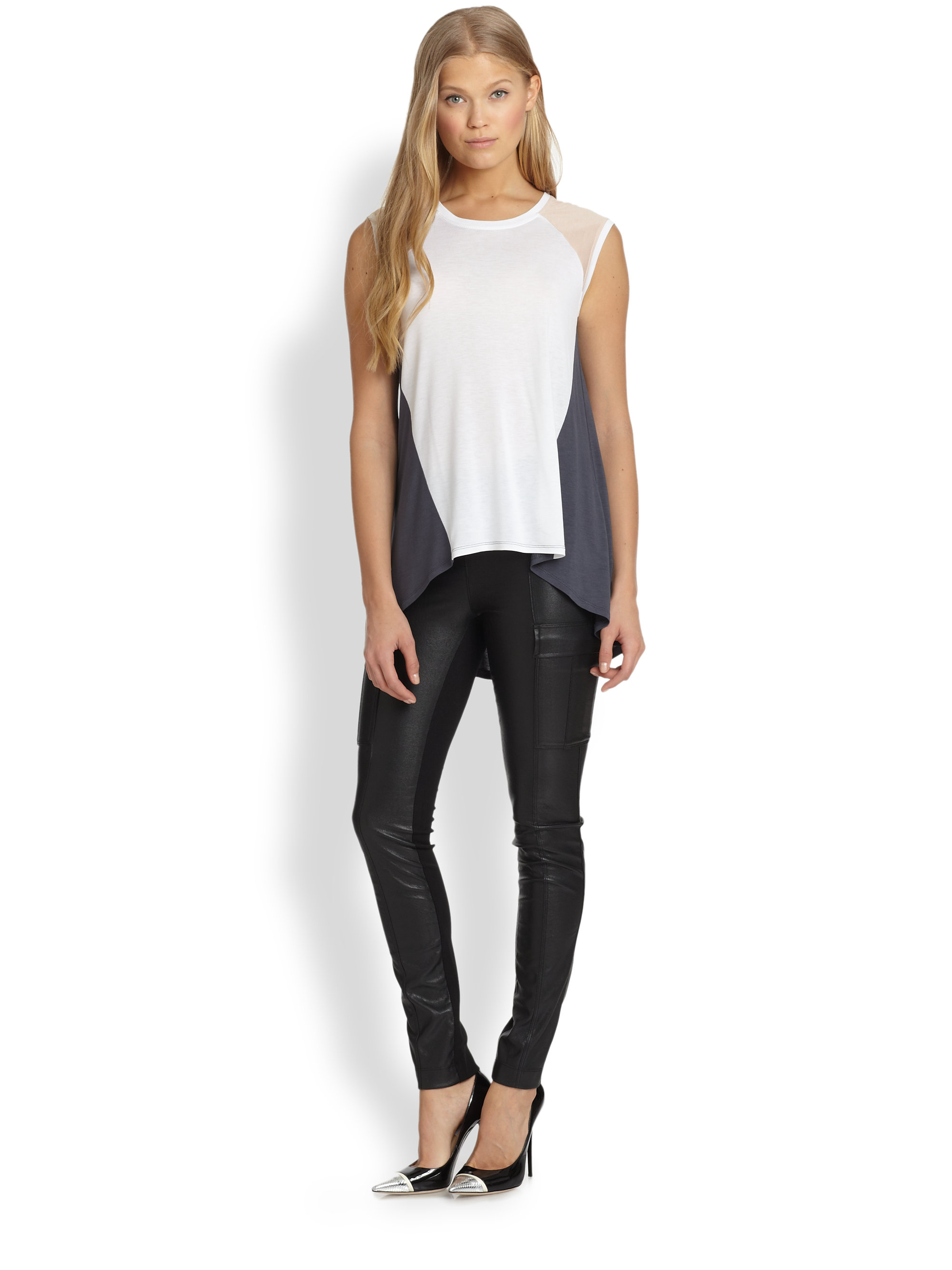 Lyst Bcbgmaxazria Faux Leather Cargo Leggings in Black