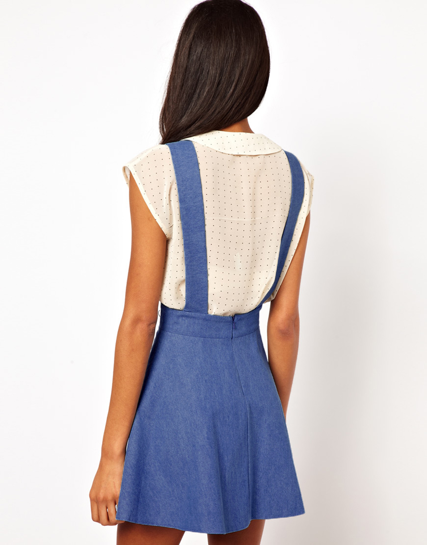 pinafore dress blue