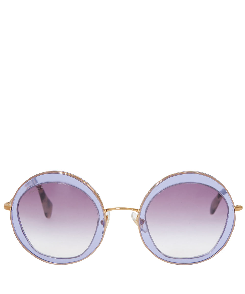 Miu miu Purple Translucent Oversize Round Sunglasses in Purple | Lyst