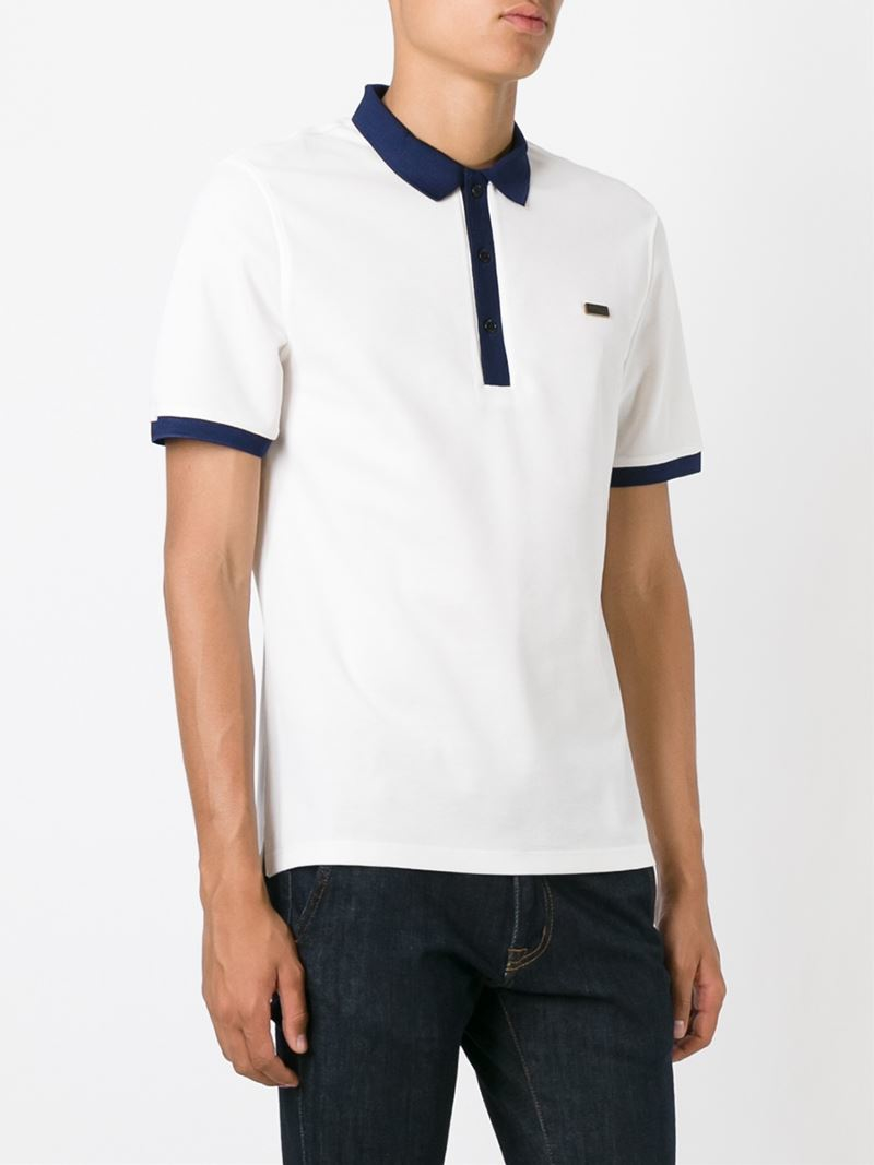 men contrast collar polo shirt
