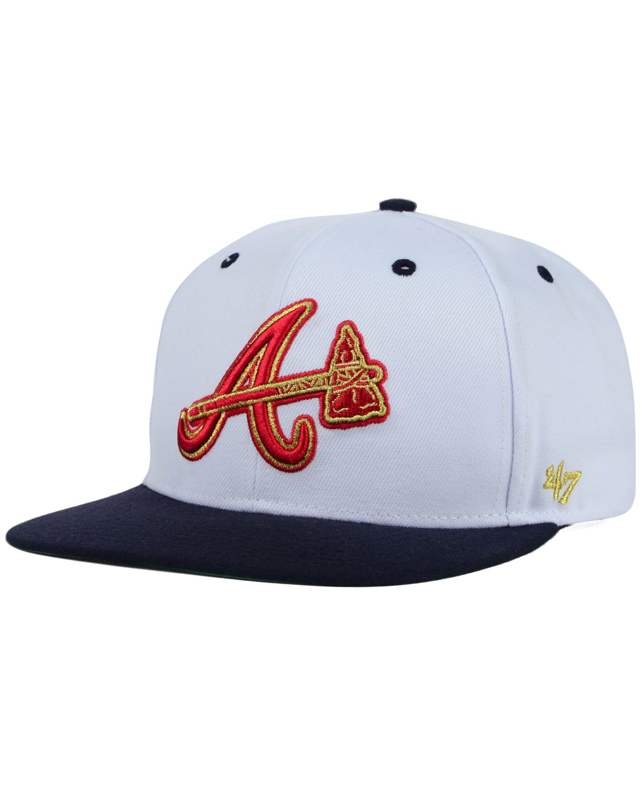 47 Brand Atlanta Braves Gold Rush Snapback Cap in White for Men