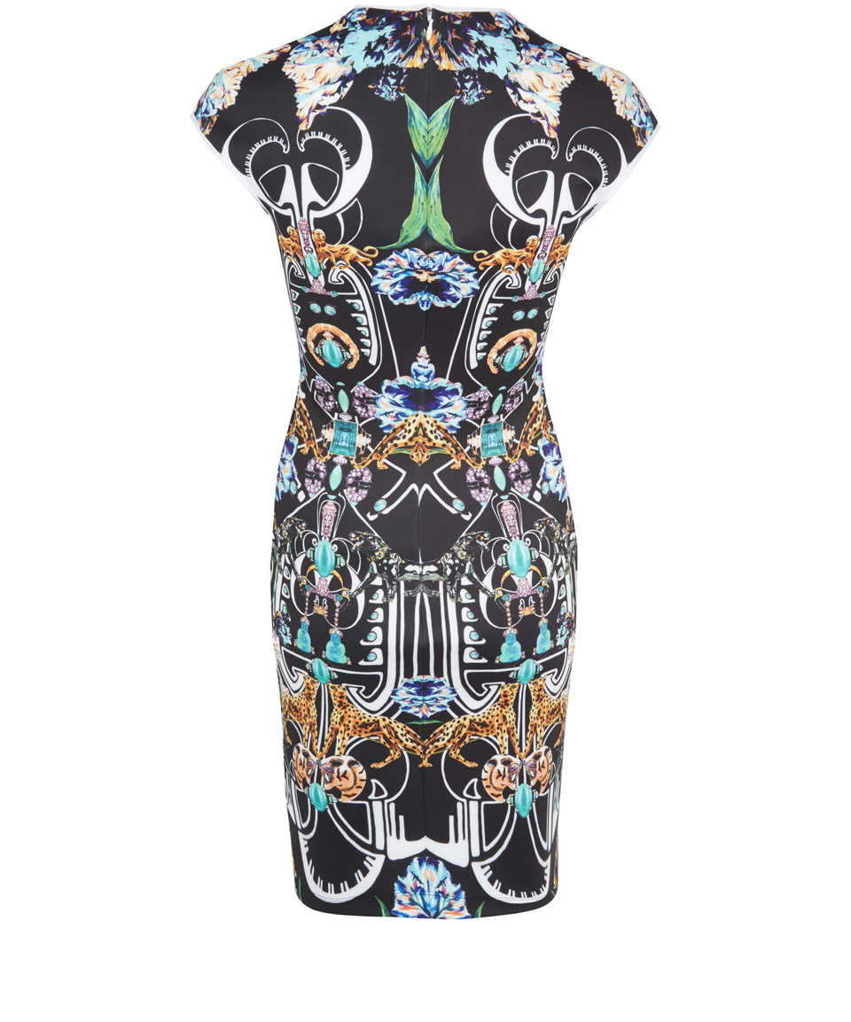 Lyst - Clover Canyon Blue Panther Print Neoprene Dress in Blue