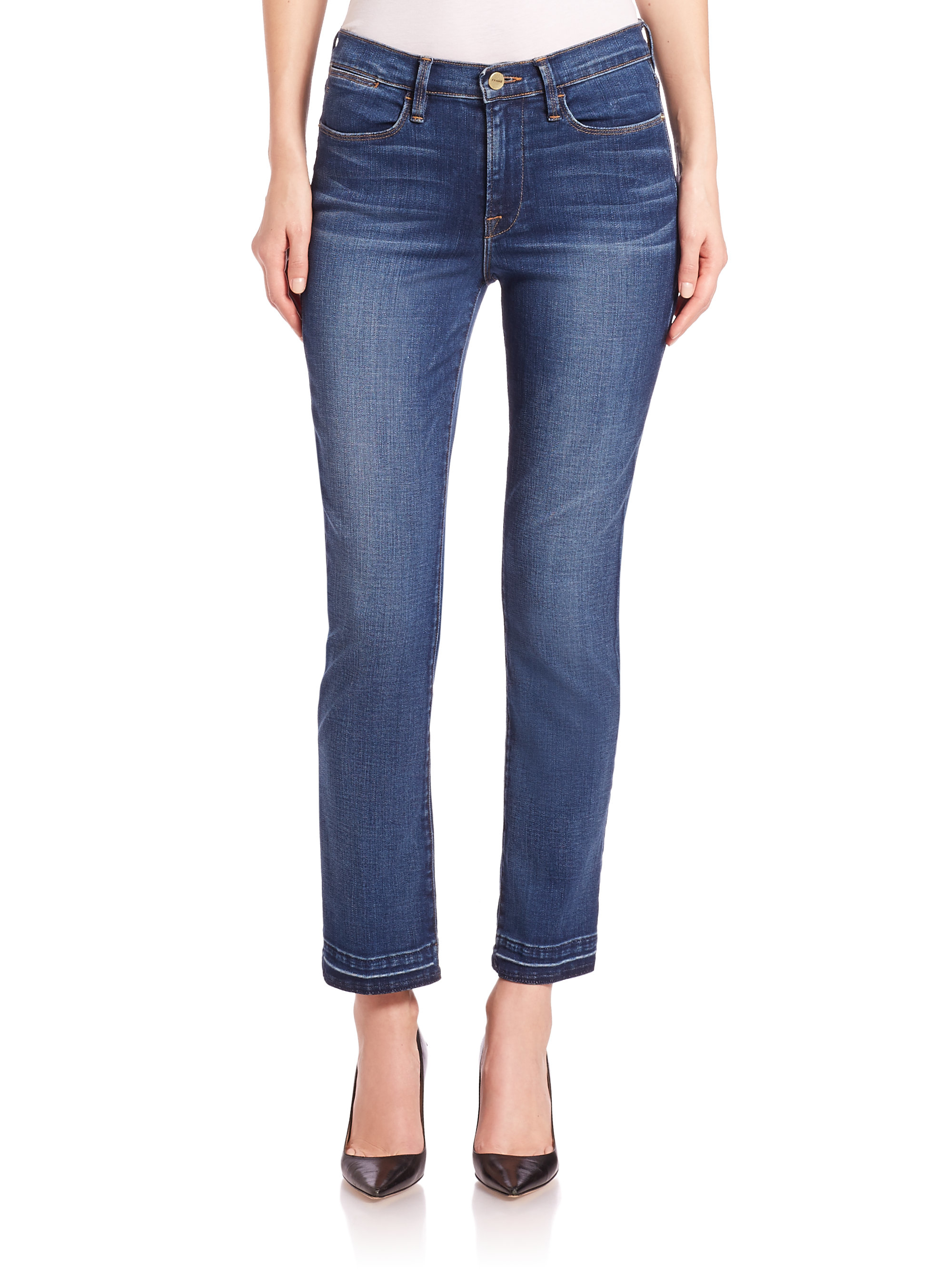 FRAME Le High Straight Jeans in Blue Lyst