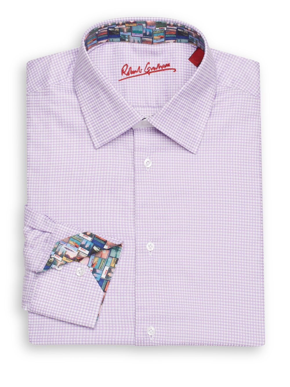 Robert graham Regular-Fit Mini Gingham Check Dress Shirt in Purple for