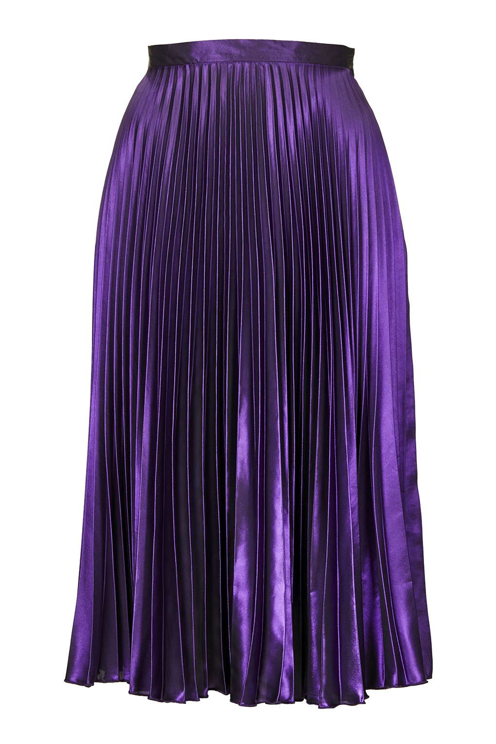 Lyst - Topshop Foil Pleated Midi Skirt in Purple