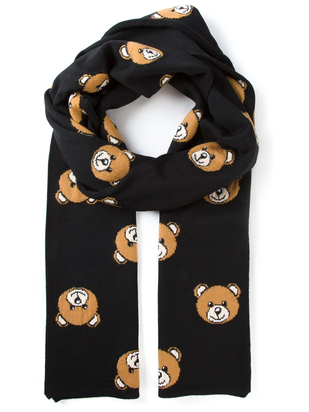Moschino Intarsia Teddy Bear Scarf in Black Lyst