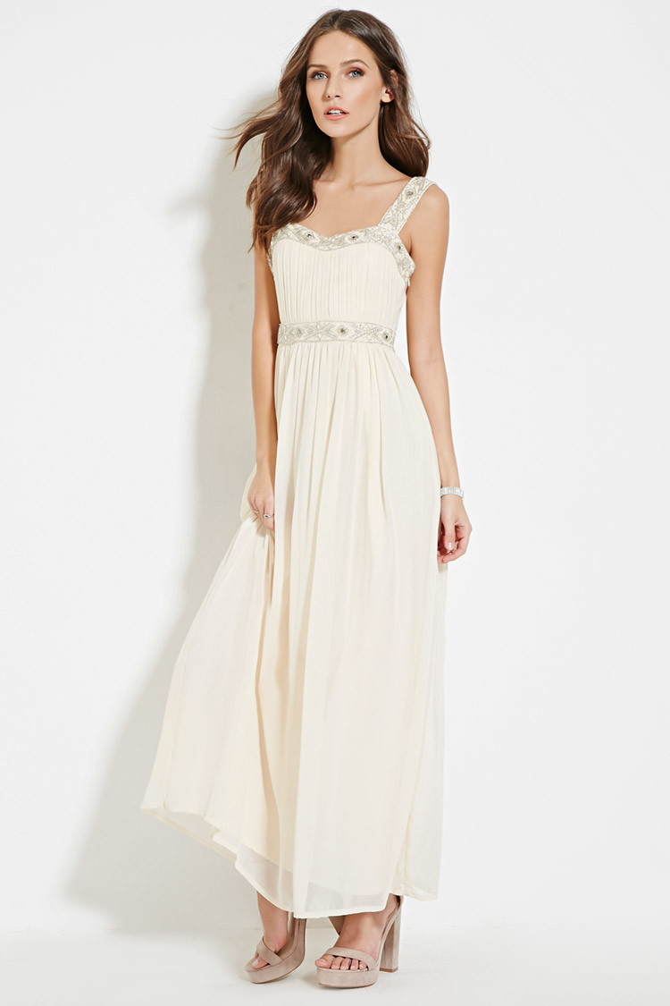 silver beaded maxi dress
