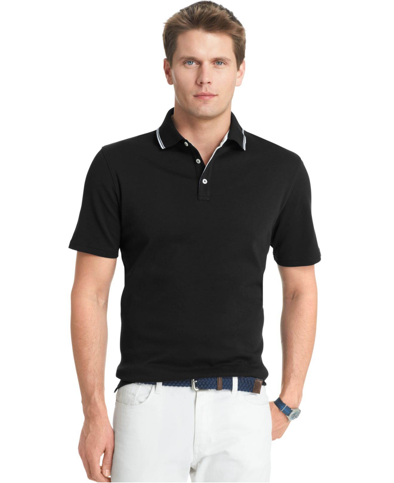 Lyst Izod Solid Interlock Polo in Black for Men
