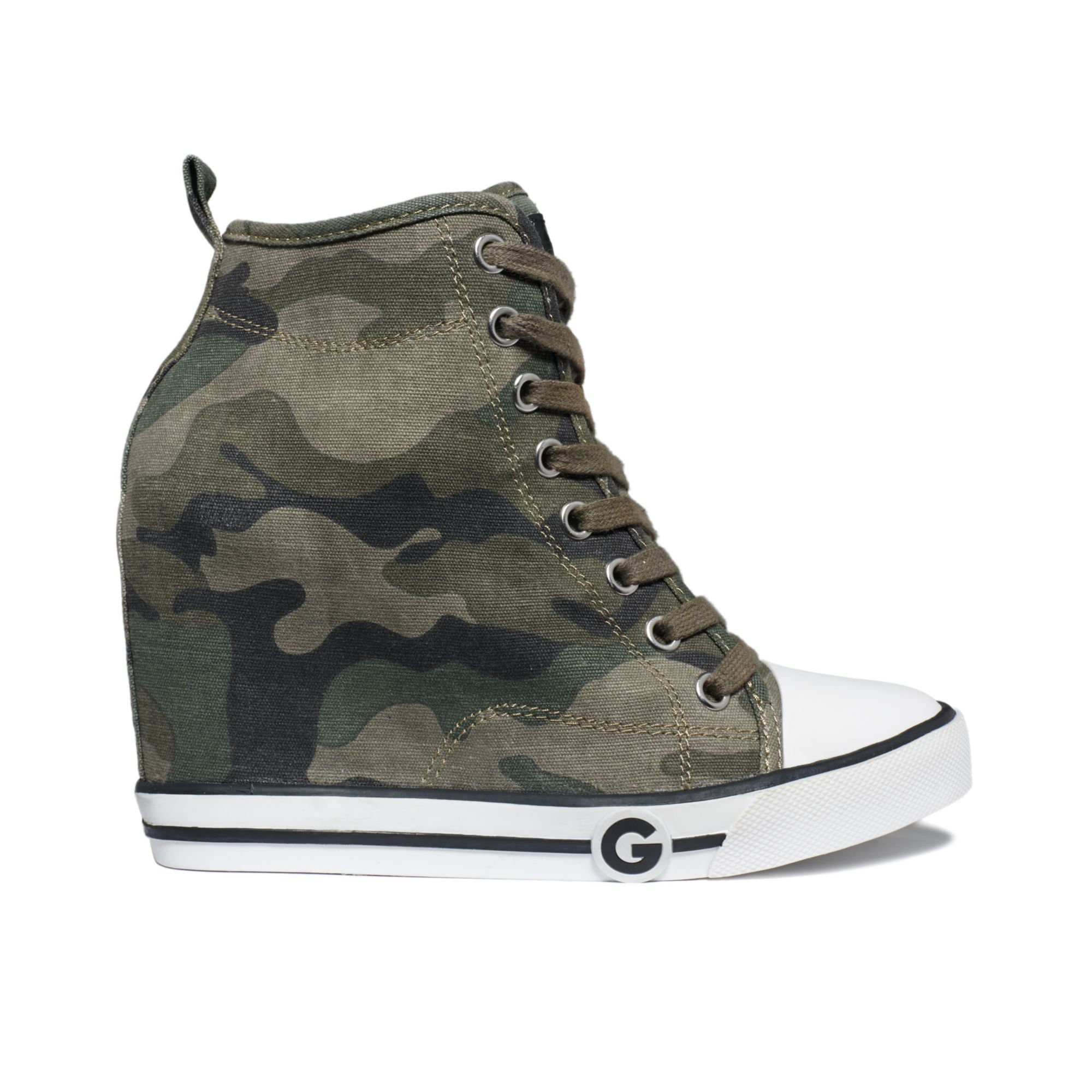 G by Guess Womens Majestey Wedge High Top Sneakers in Camo (Green) - Lyst