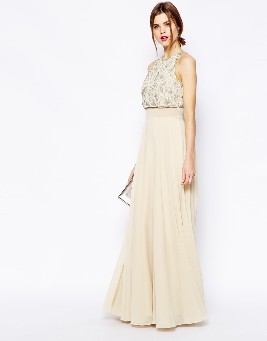 embellished top maxi dress