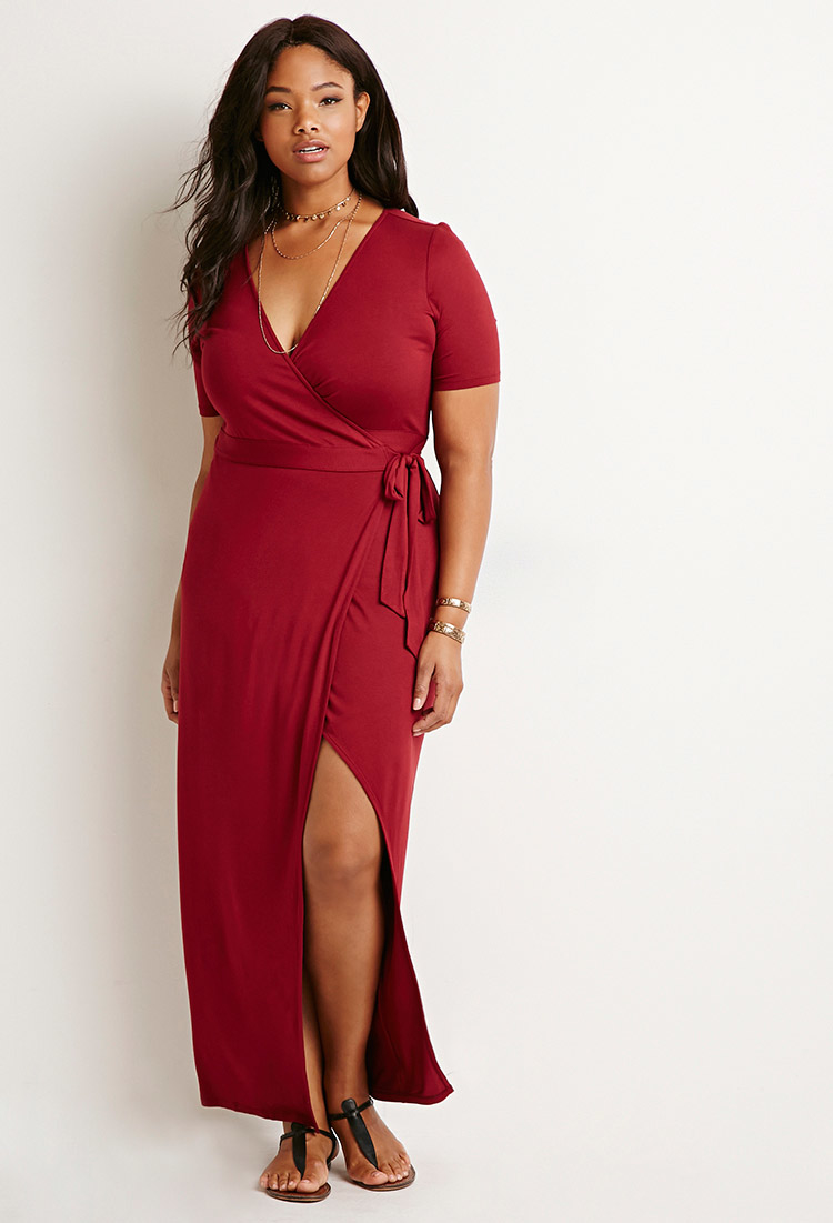 Forever 21 Plus Size Maxi Wrap Dress in Purple | Lyst