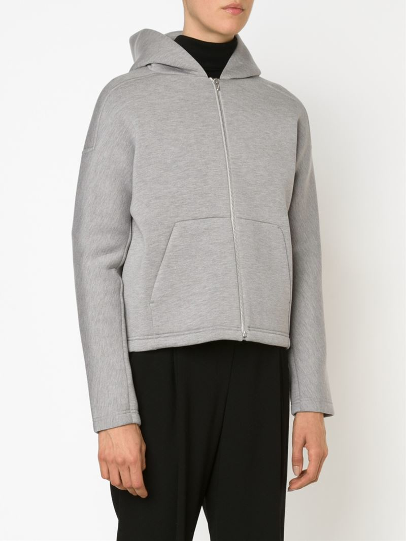 Lyst T By Alexander Wang Scuba Neoprene Hoodie in Gray