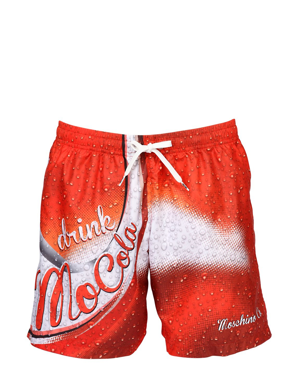 red moschino swim shorts