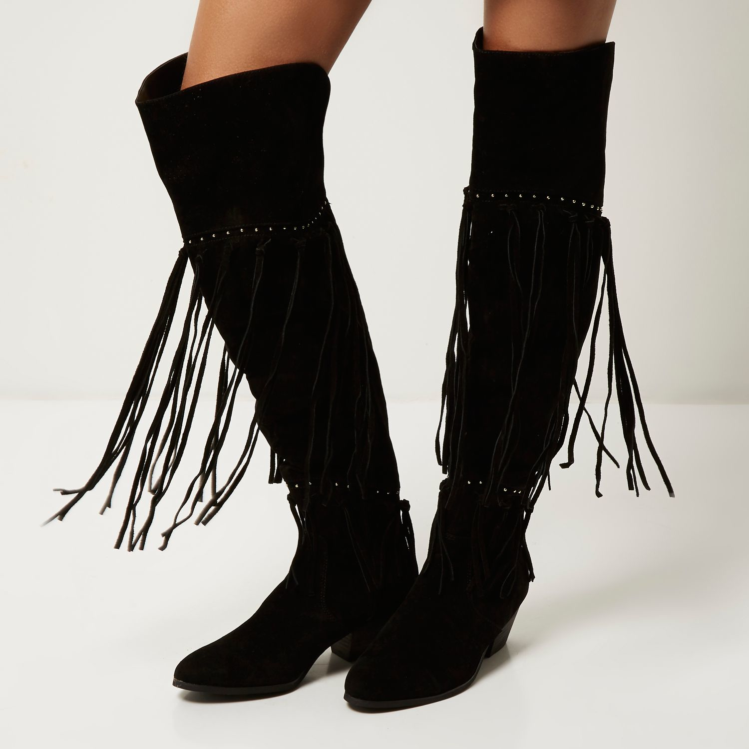 black tassle boots