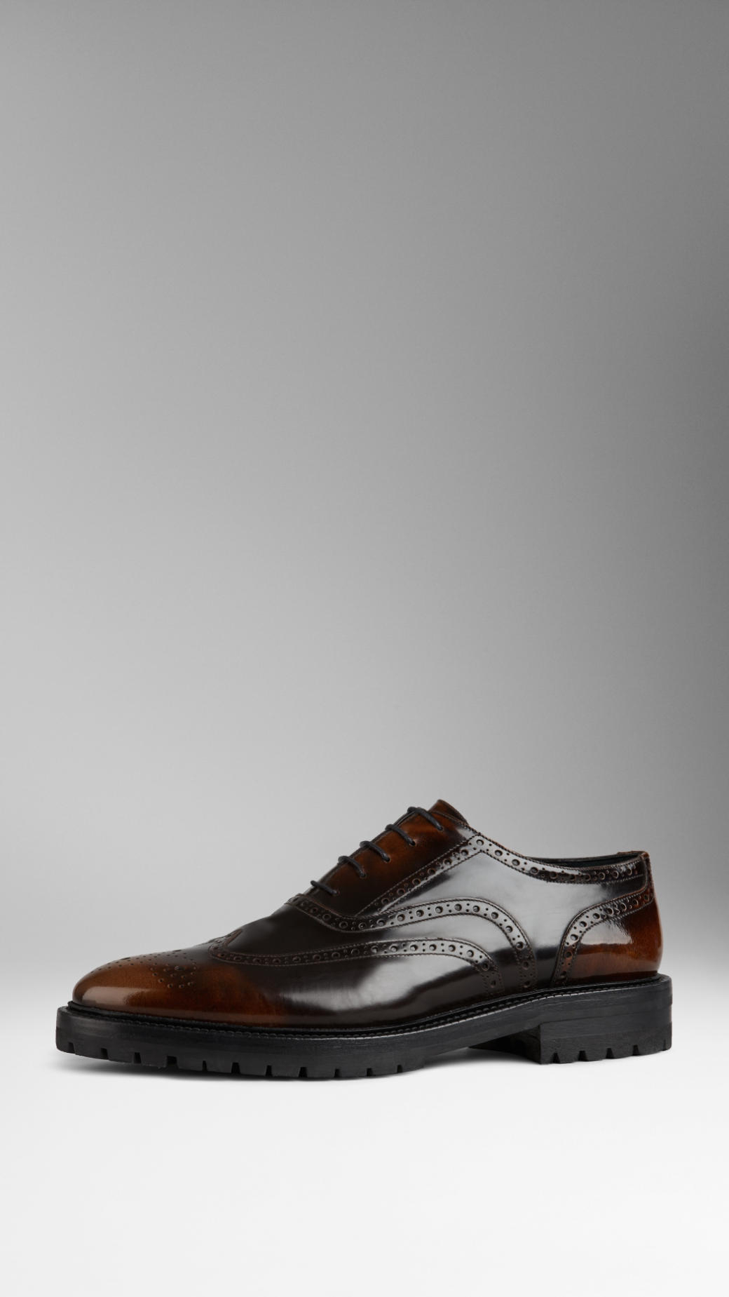 Burberry Leather Wingtip Brogues With Rubber Sole Bitter Chocolate in ...