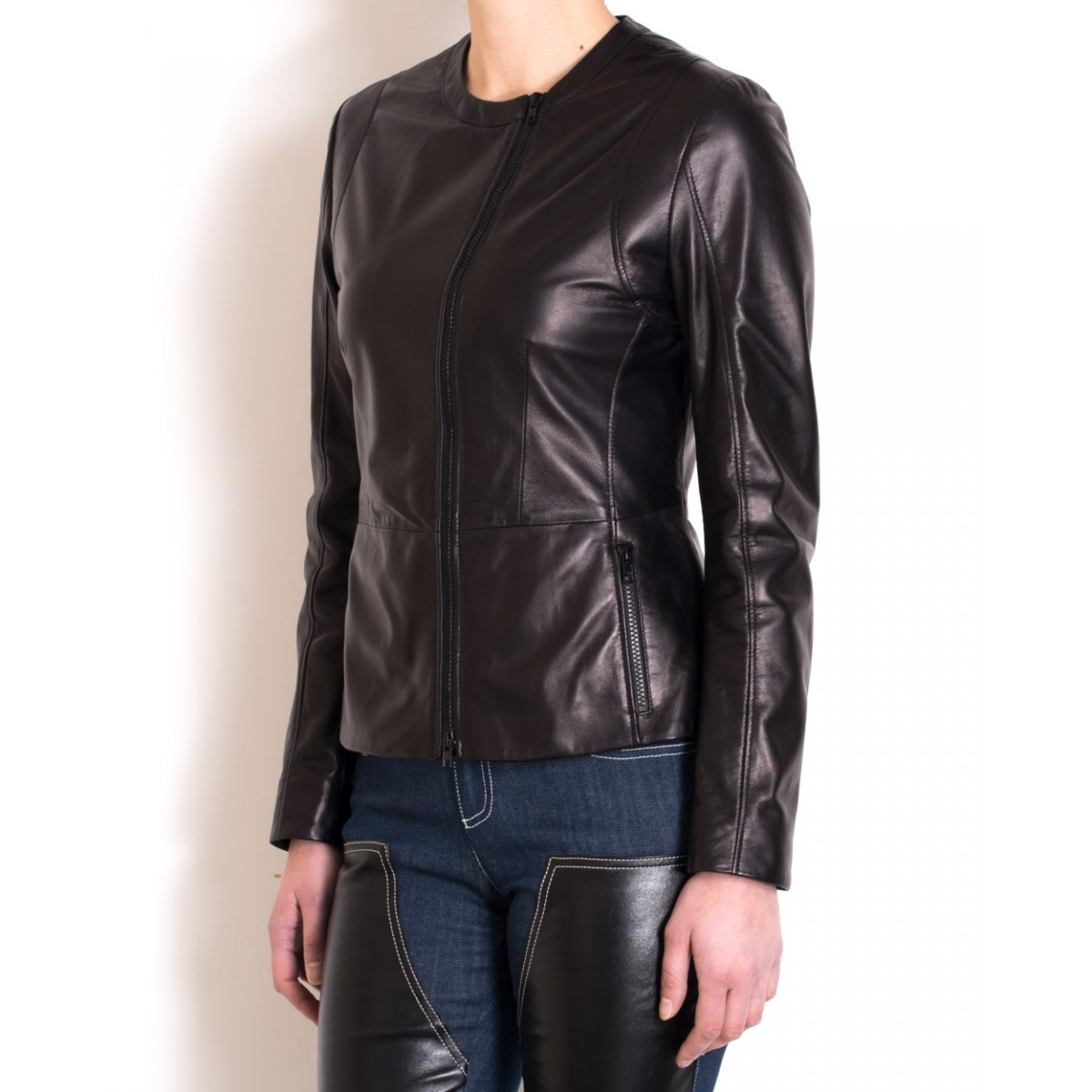 Drome Black Stretch Leather Jacket In Lyst Gallery