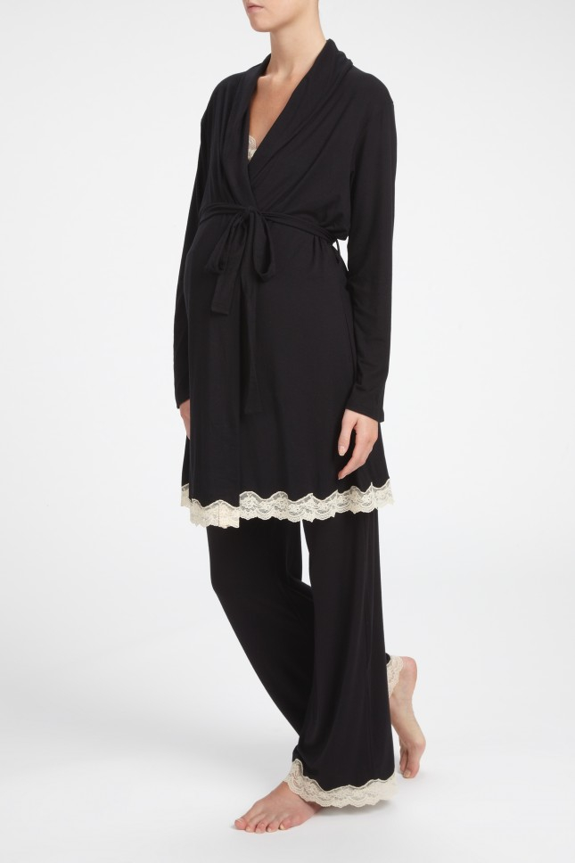 Eberjey Long Sleeve Robe in Black Lyst
