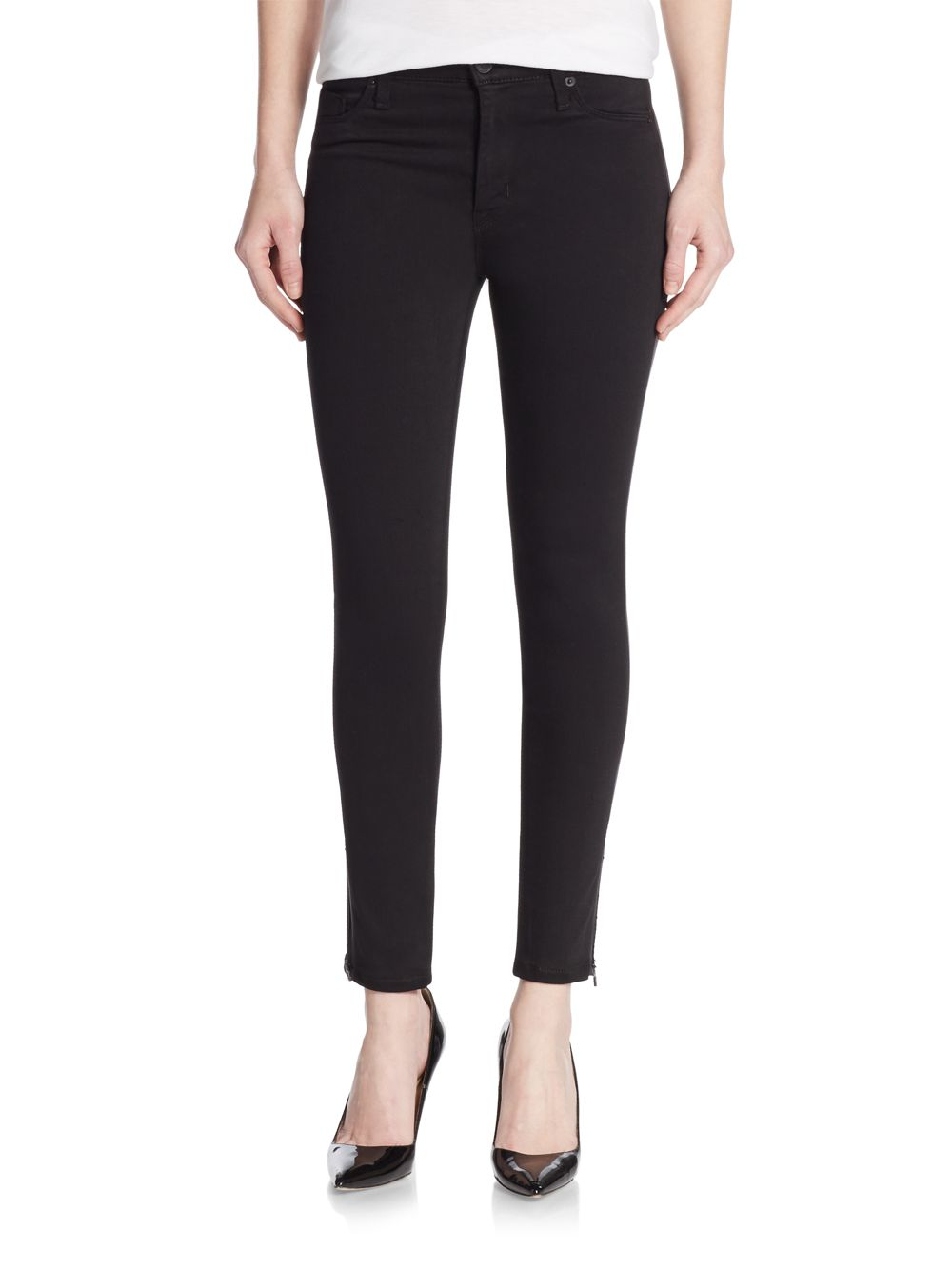 Hudson jeans High-waist Super-skinny Side Stripe Jeans in Black | Lyst