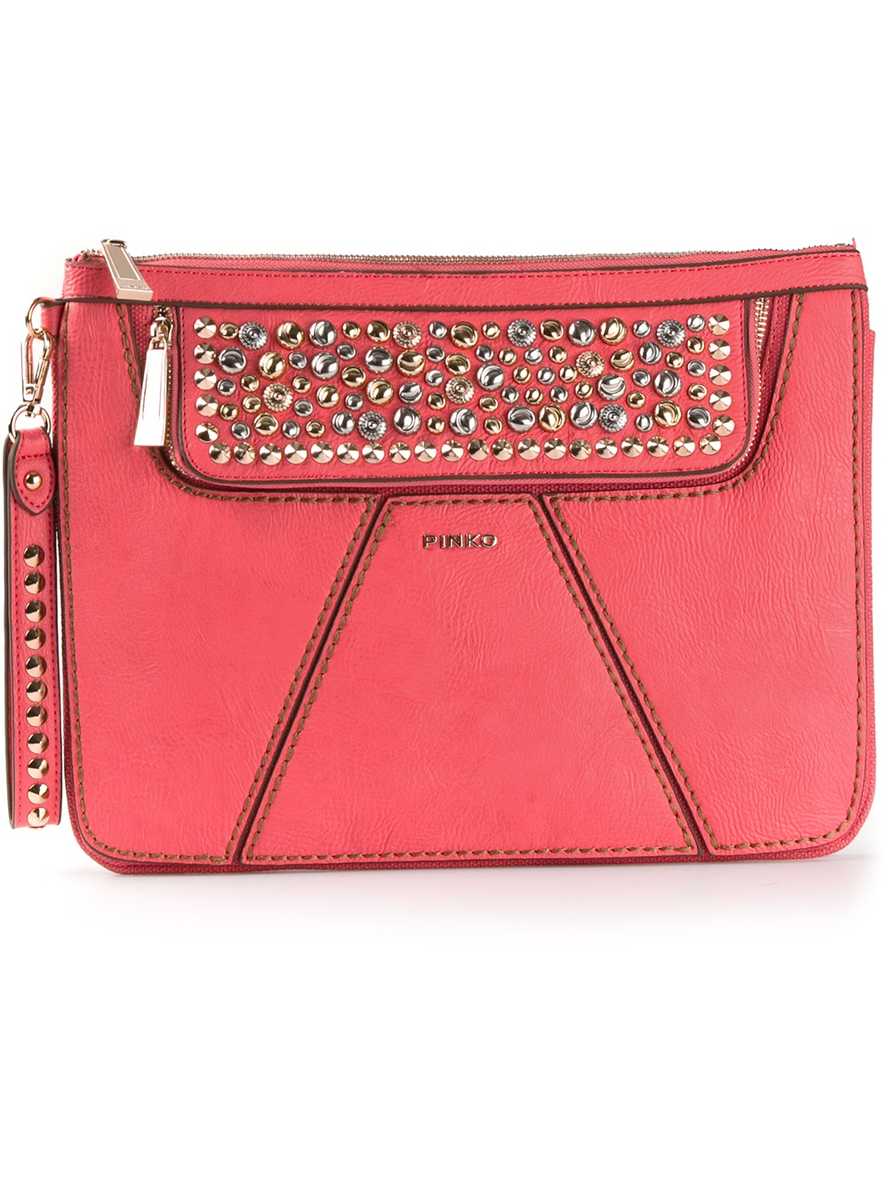 Pinko Studded Clutch in Pink & Purple (Pink) Lyst