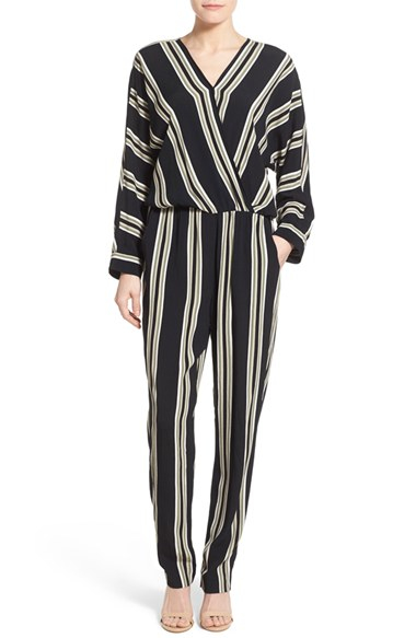 long sleeve striped jumpsuit