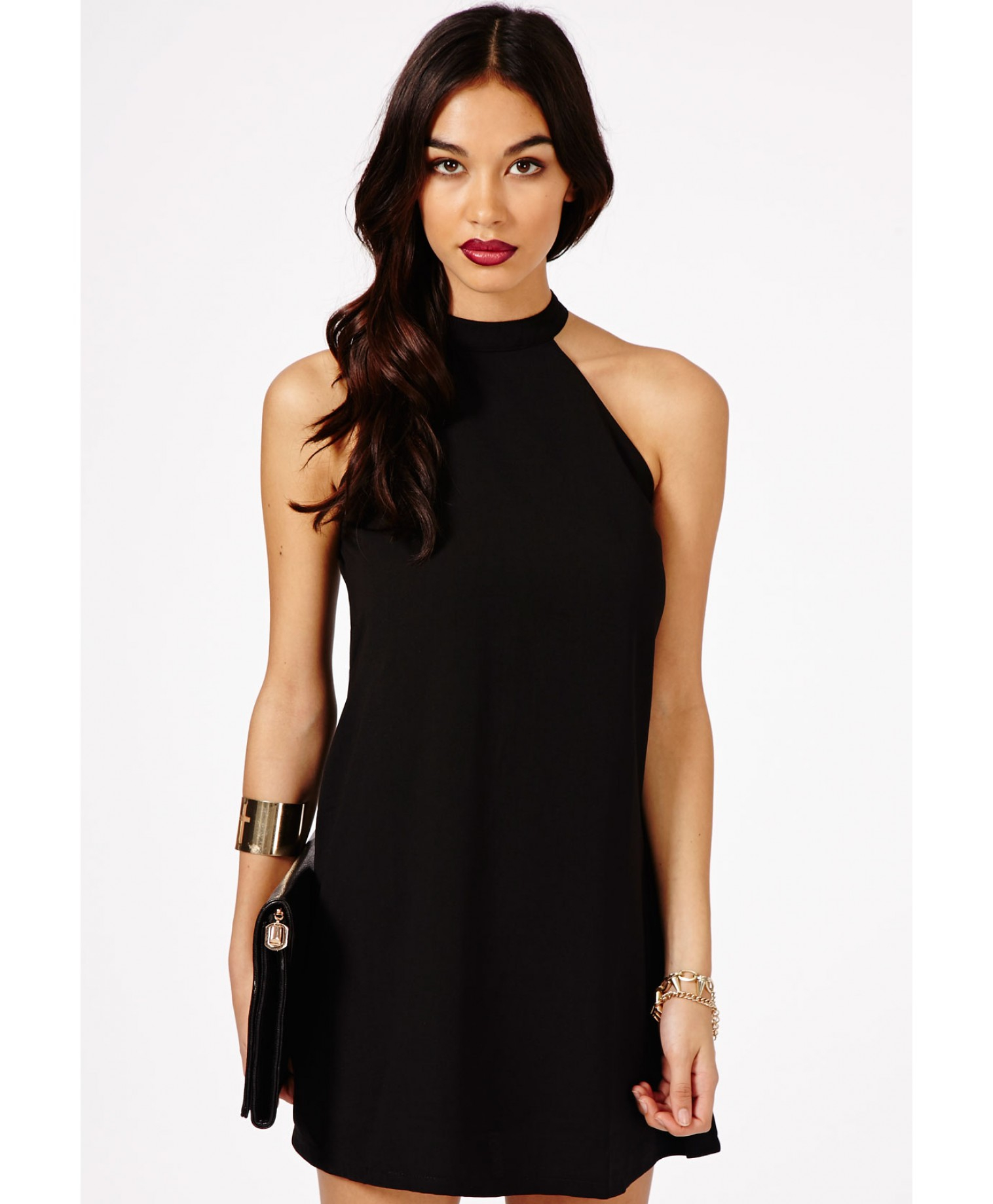 missguided black halter neck dress