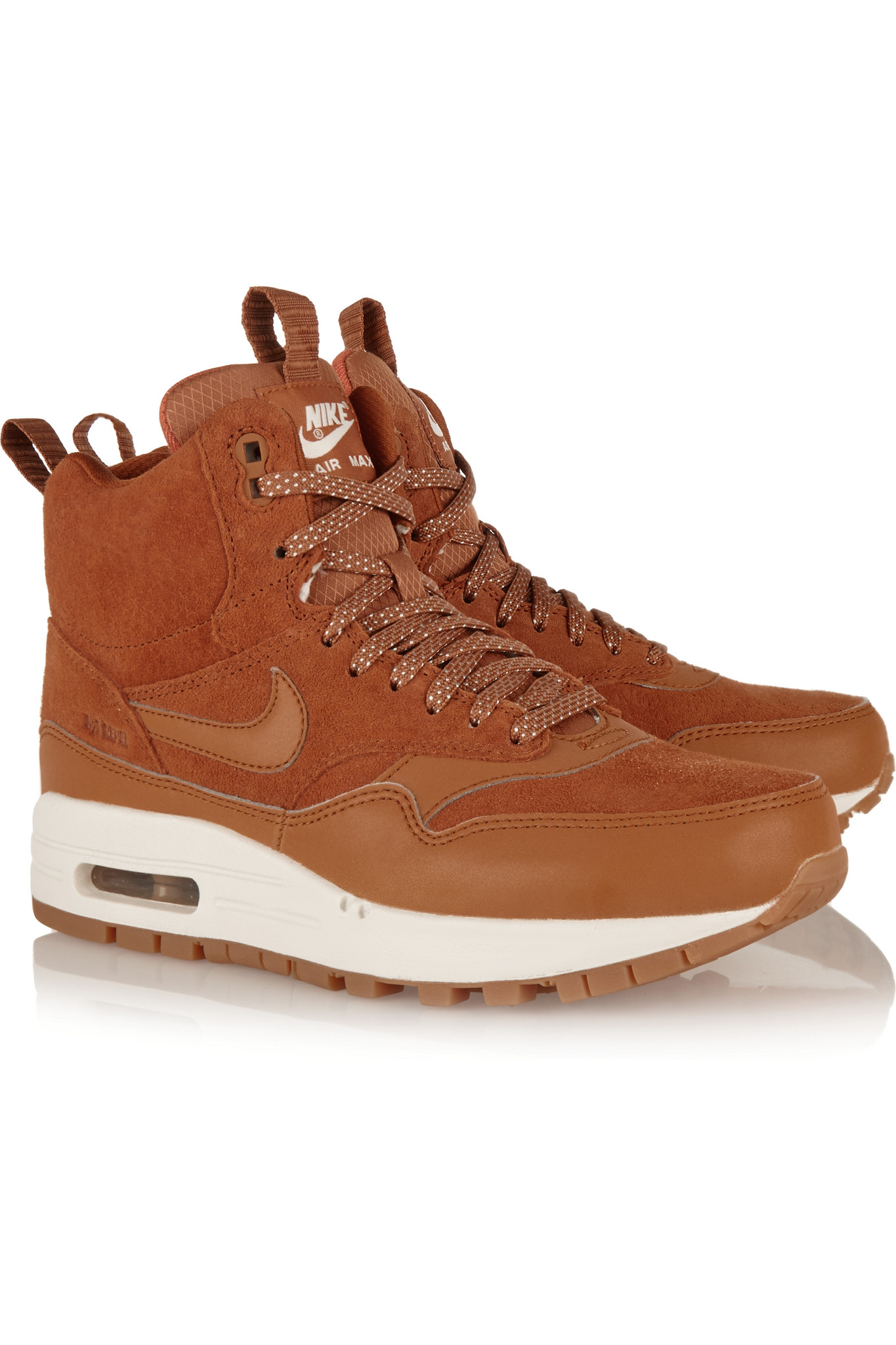 Nike - Air Max 1 Suede And Leather High-top Sneakers - Tan in Brown - Lyst