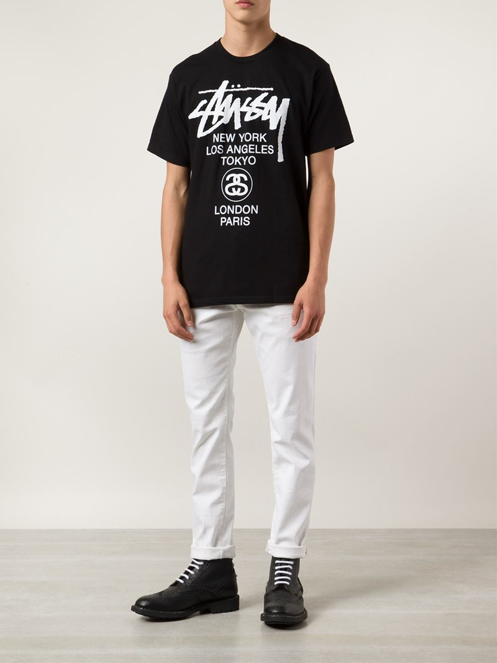 Stussy Cotton 'World Tour' T-Shirt in Black for Men | Lyst