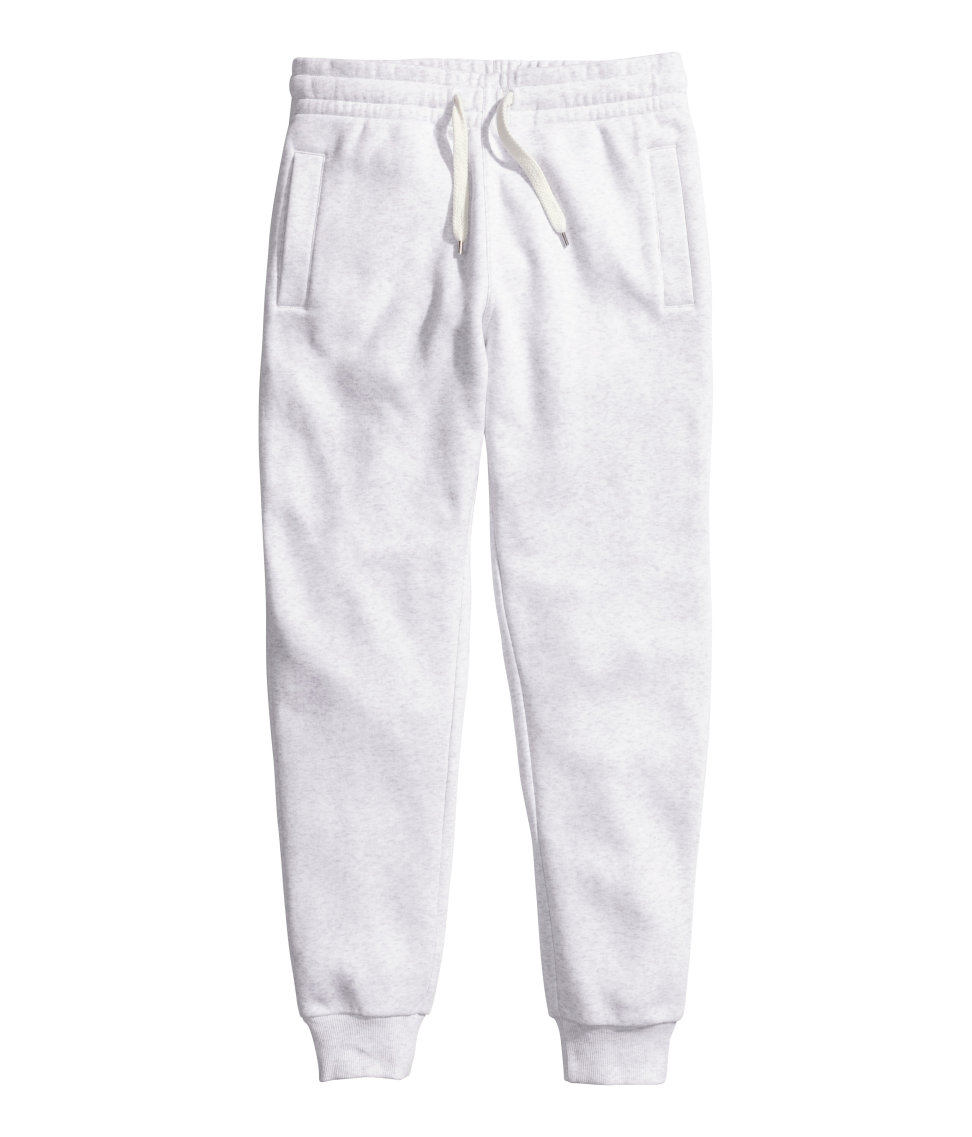 H\u0026M Sweatpants in Light Gray Melange