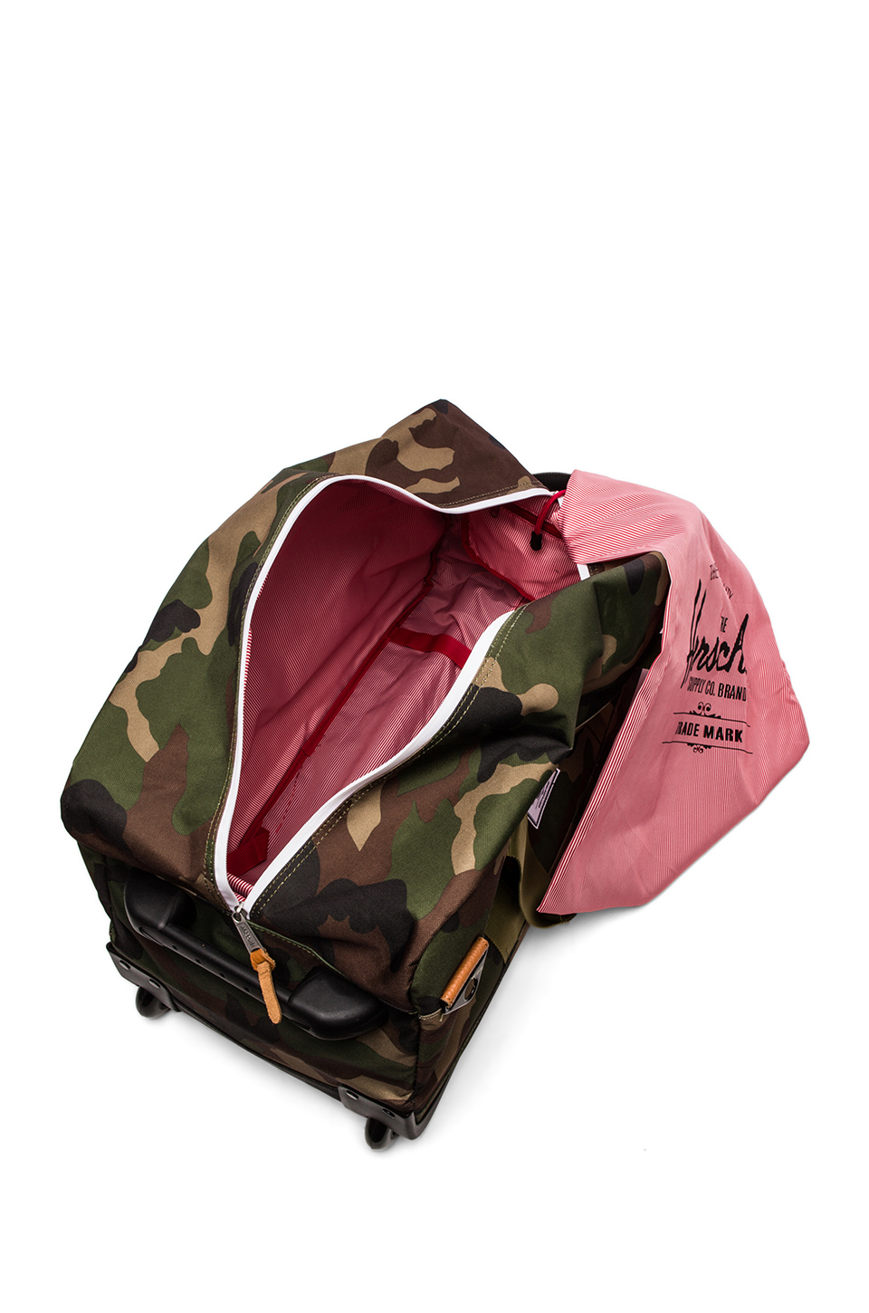 Herschel Supply Co. Wheelie Outfitter Duffle in Woodland Camo/ Orange