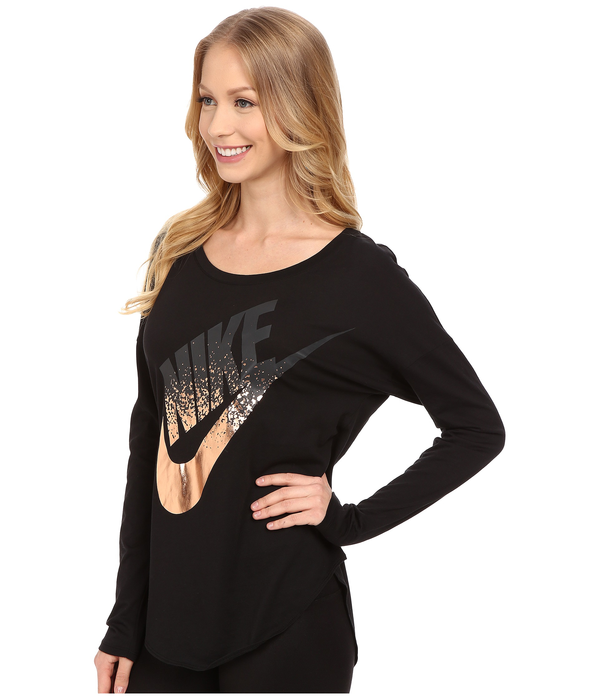 Nike Signal Metallic Long Sleeve Women White, Brown Nike Signal Metallic Long Sleeve Women White, Brown