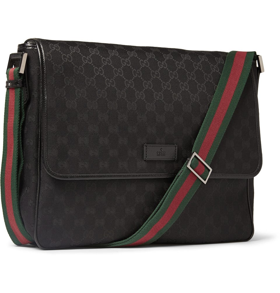 Lyst - Gucci Leather-Trimmed Canvas Messenger Bag in Black for Men