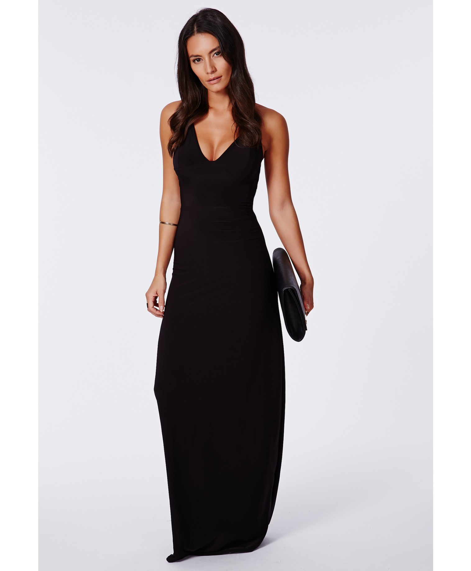 Missguided Karinka Slinky Strappy Maxi Dress In Black in Black | Lyst