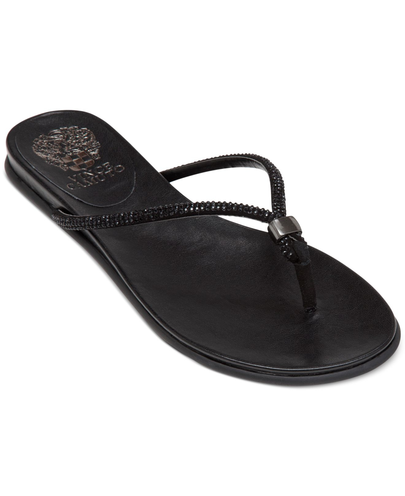 Vince Camuto Elliott Flat Thong Sandals in Black (White) | Lyst