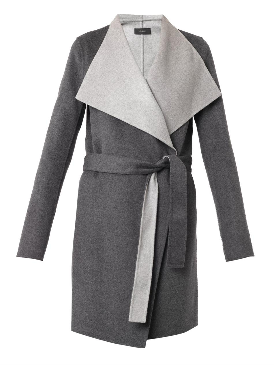 JOSEPH Lisa Long Double-Faced Coat in Grey (Gray) - Lyst