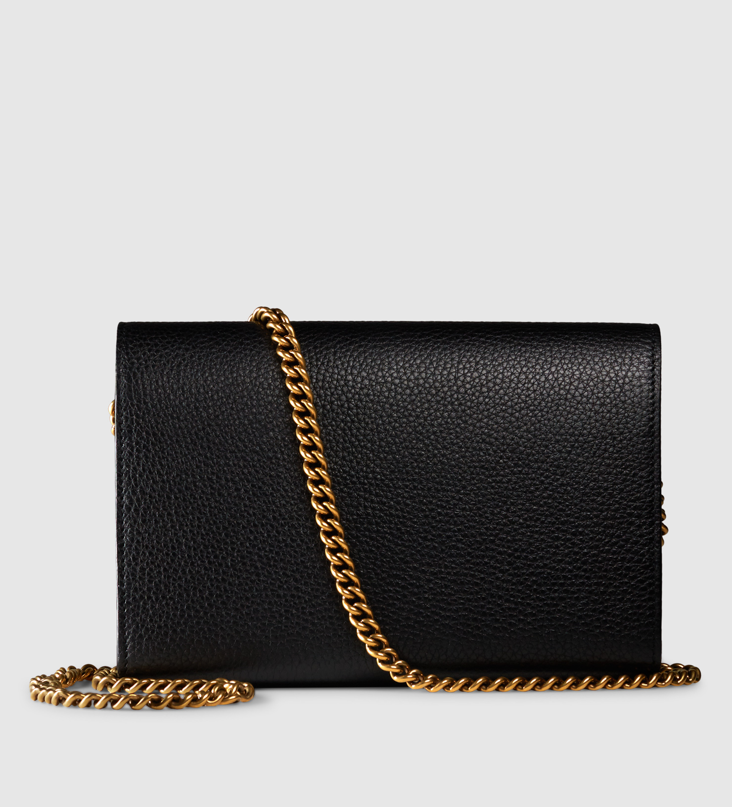 Gucci Gg Marmont Leather Chain Wallet in Black - Lyst
