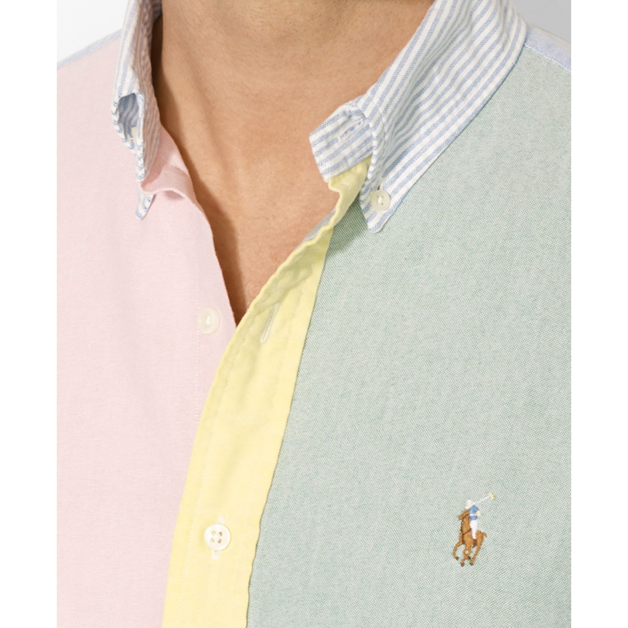 Polo Ralph Lauren Polo Classicfit Colorblocked Oxford Shirt in 