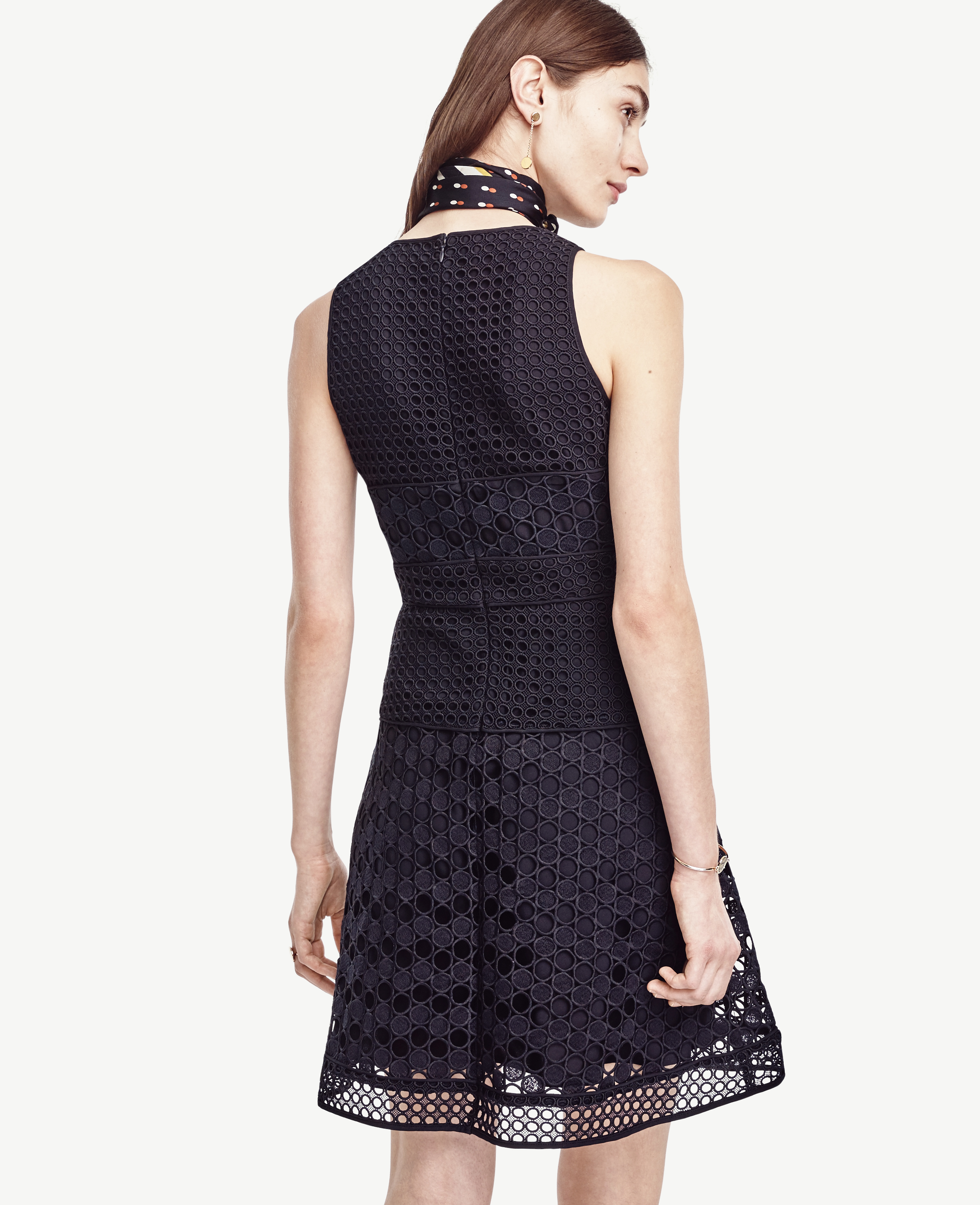 ann taylor navy eyelet dress